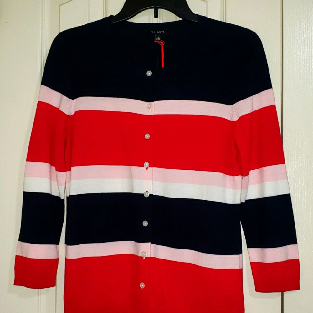 NWT Talbots Classic Stripped Cardigan Size Small